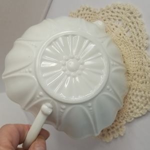 Pair Anchor Hocking Oyster & Pearl Dusty Peach Salmon Vitrock Nappy Candy Dish